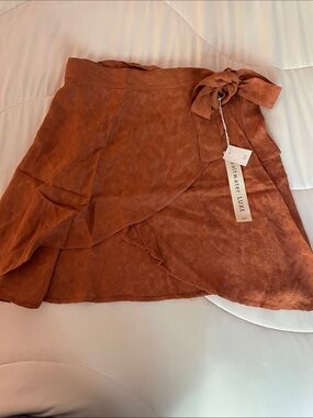 $88 msrp nwt Saltwater Luxe Rust Wrap mini Skirt small Anthropologie